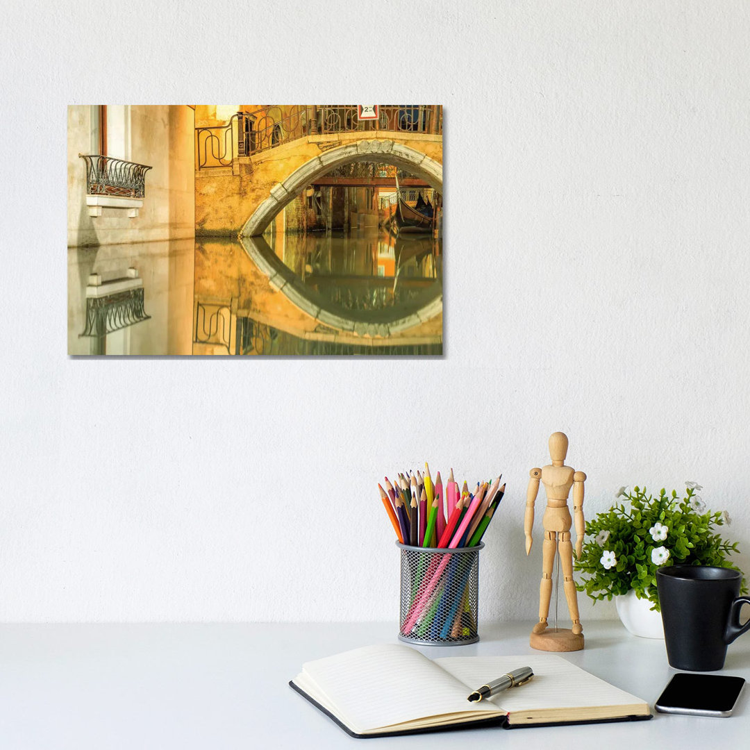 Venice, Italy, Canal Reflection by Mark Paulda - Wrapped Canvas Painting