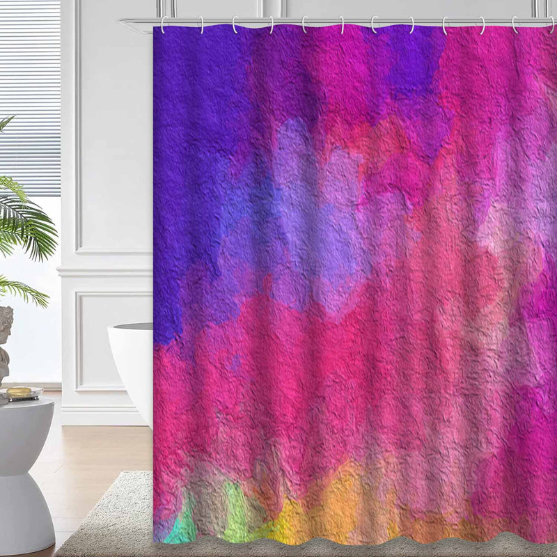 Rideau de douche mauve à motif abstrait 12 coups de pinceau, L 72 po x l 72 po