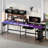 67 Inch L Shaped Computer Desk with LED Light, Home Office Corner Desk-599056520