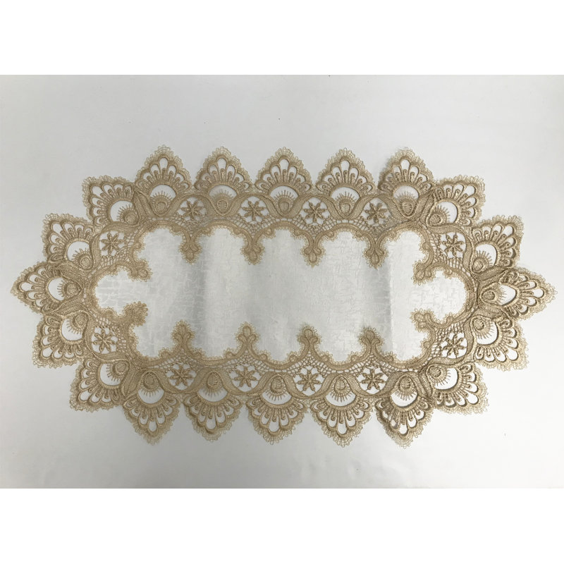 Reitman Polyester Oval Placemat, 28" W x 14" L, Beige