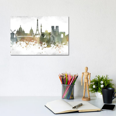 Paris Skyline by WallDecorAddict - Wrapped Canvas Print