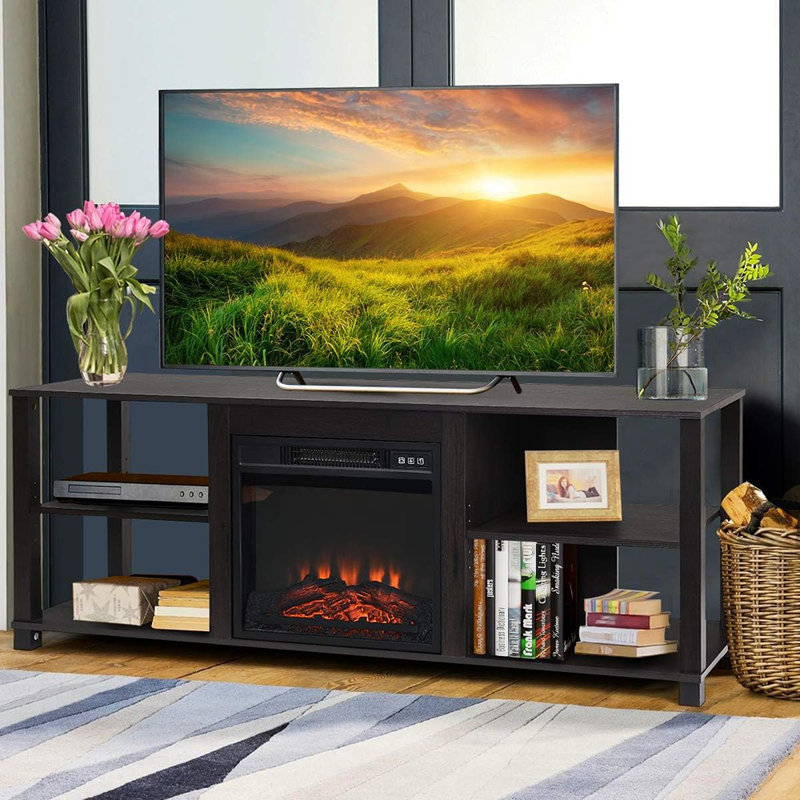 Meuble télé avec tablettes réglables Modern Espresso