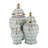 Traditional Stoneware Ceramic Jar with Ornate Lid - Handcrafted Decorative Accent with Classic Motif and Elegant Detailing-86741844