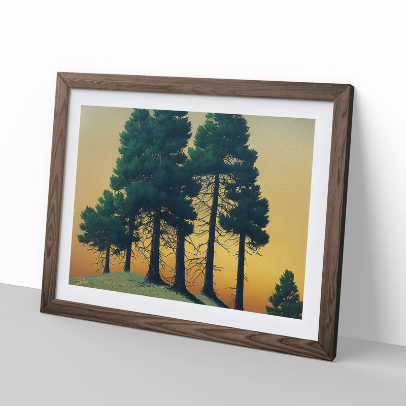Flawless Pine Tree Forest - Single Picture Frame Print, 46cm H x 64cm W x 2cm D, Walnut