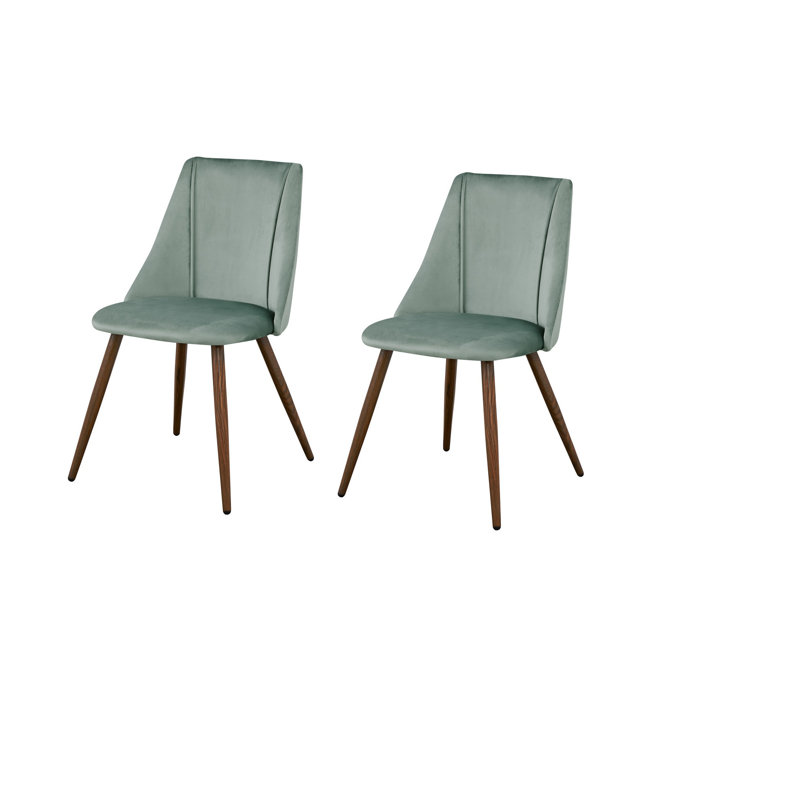 Ensemble de deux chaises d'appoint rembourrées en velours sauge et brun