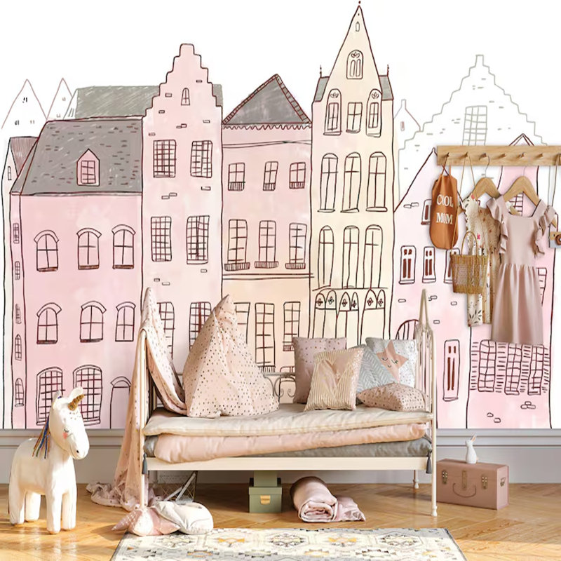 Décoration murale rose pour la chambre d'enfant, L 108 po x l 96 po