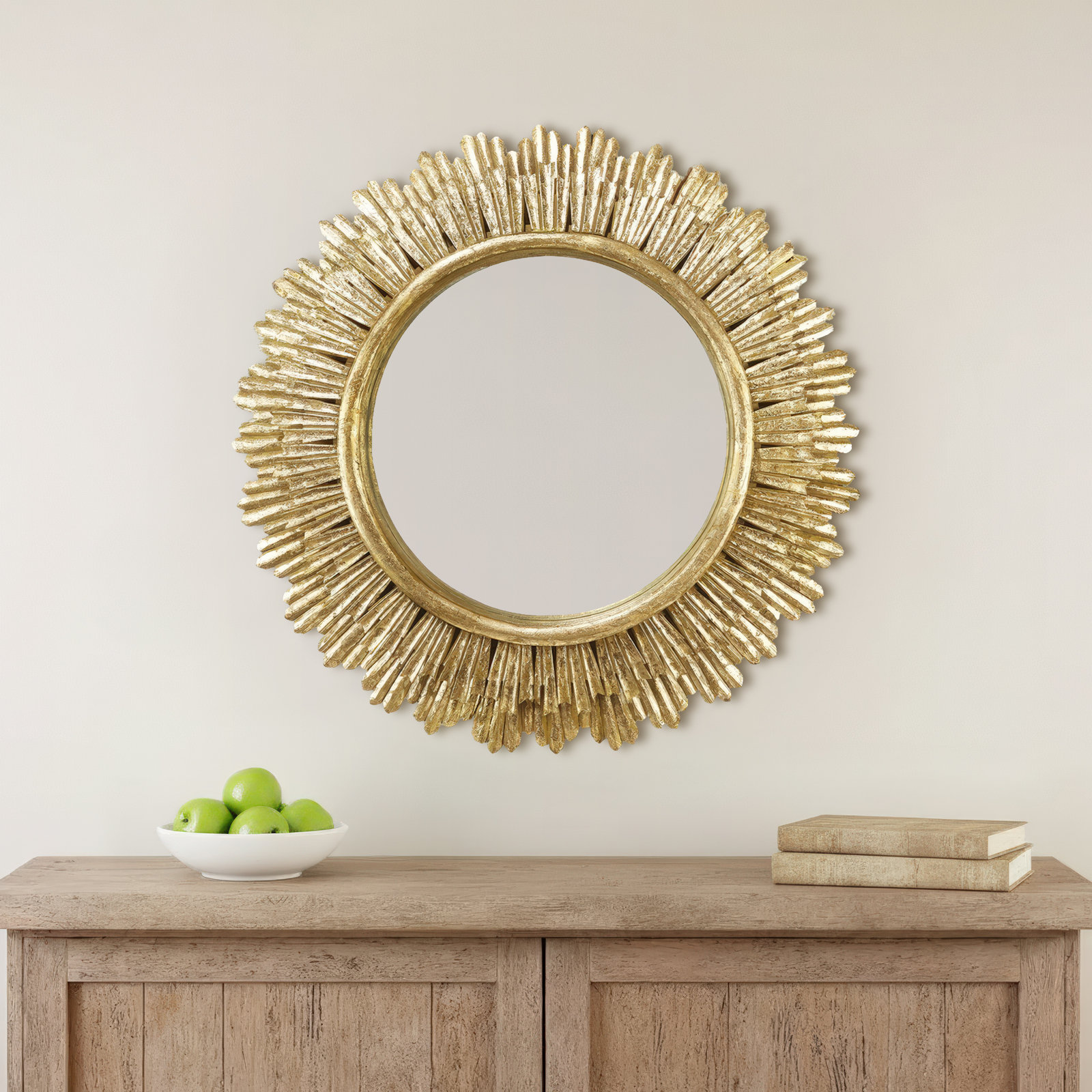 35" Mango Wood Accent Mirror