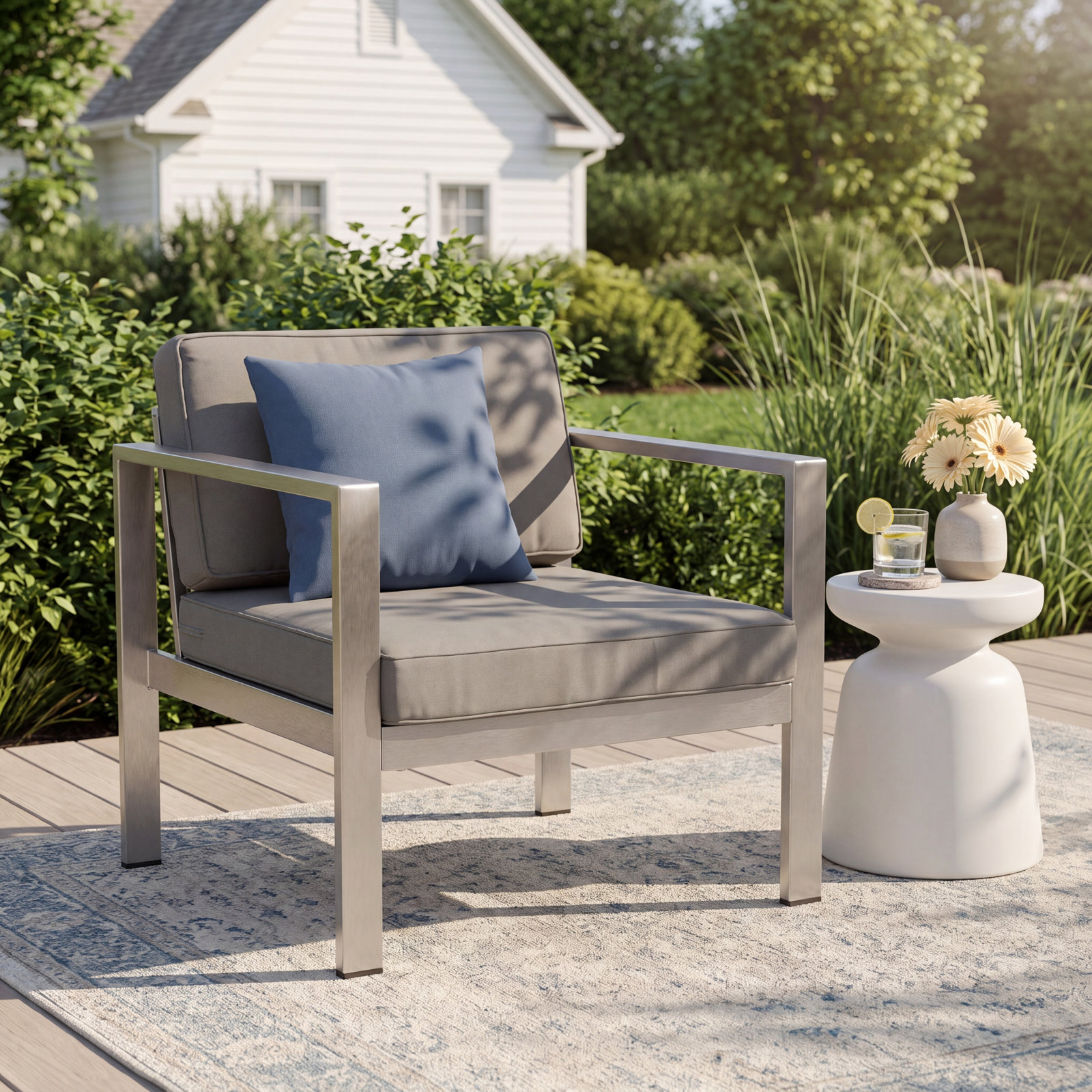 Devan Patio Lounge Chair, Taupe