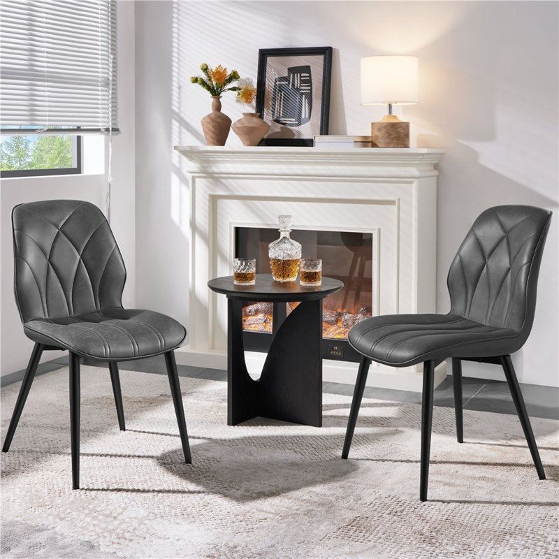 82cm H Upholstered Dining Chair Side Chair, Dark Grey