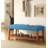 Charla Light Blue Fabric & Oak Finish Bench-1588544628-1588544627