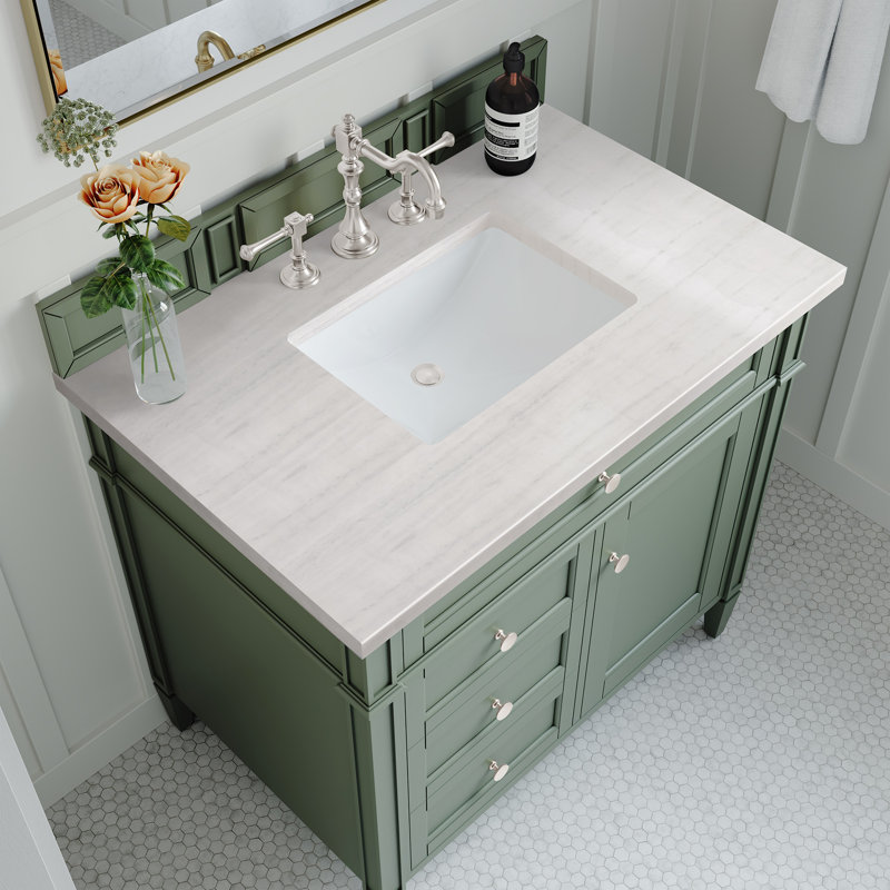 Brittany 36'' W Single Vanity, Smokey Celadon, Ethereal Noctis, 8" Widespread