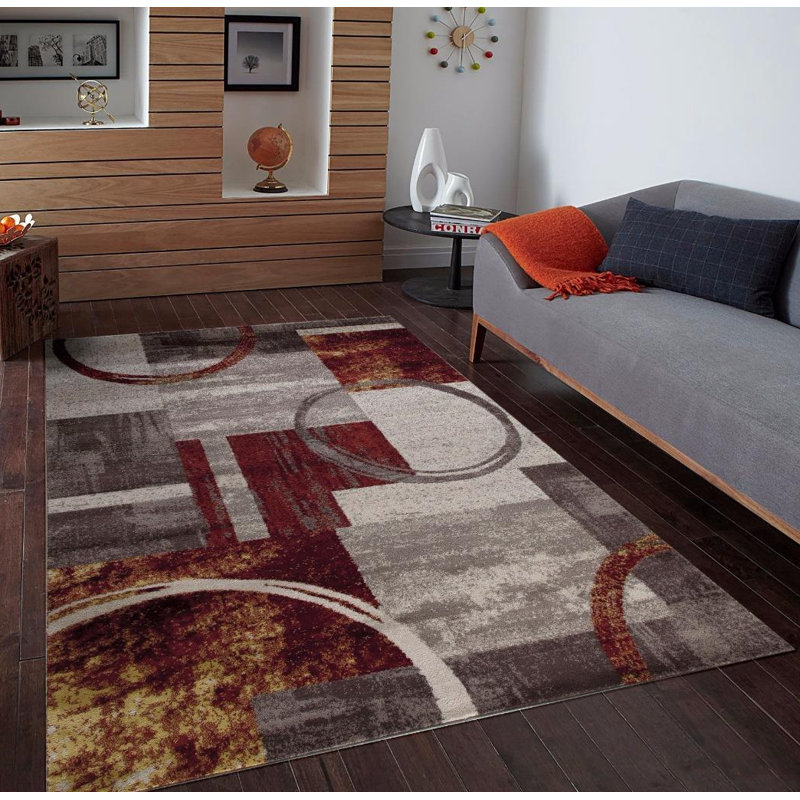 Tapis intérieur/extérieur Tobis brun/gris, 4' x 5'