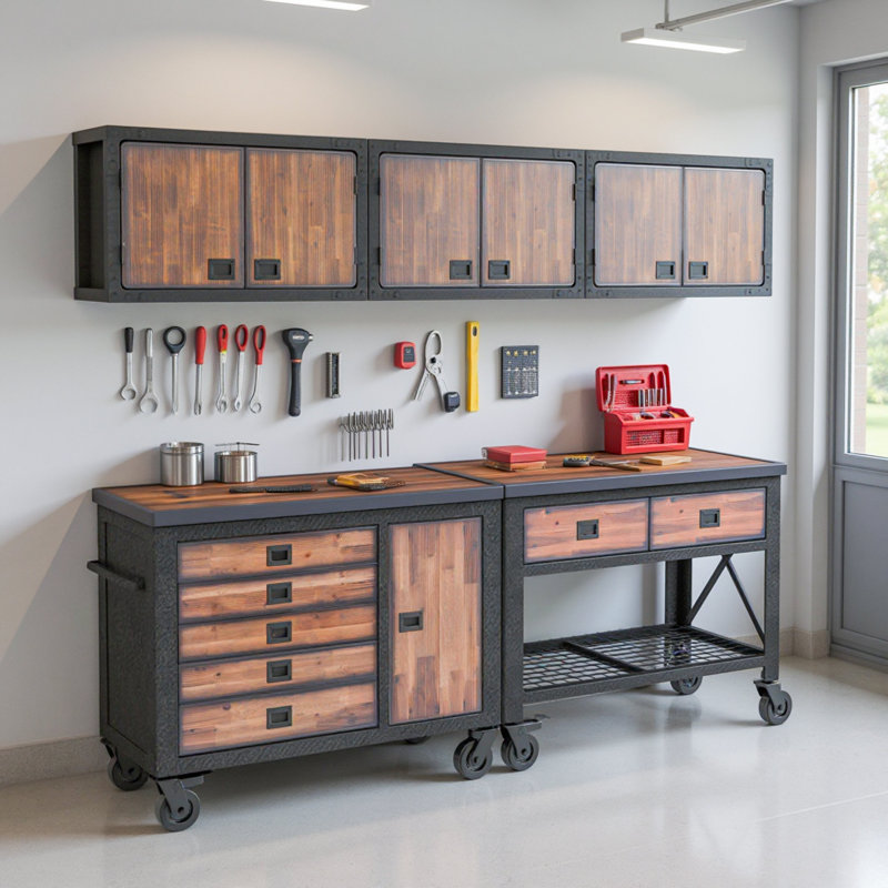 5-Piece Industrial Garage Storage Set with 48 in. Workbench, 48 in. Tool Chest & 3 Wall Cabinets