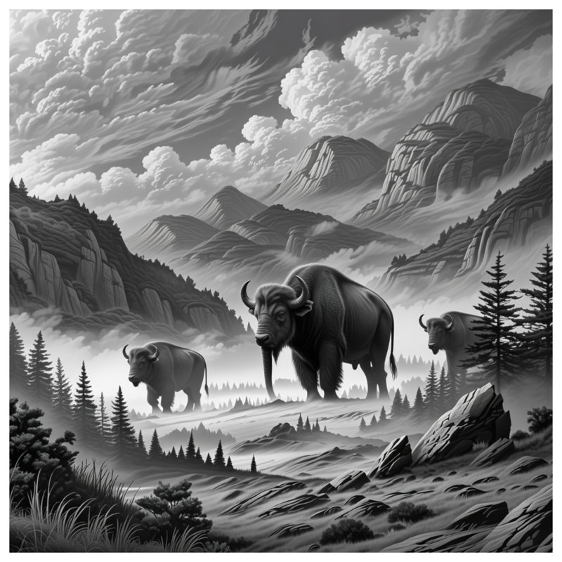 Housses de couette Majestic Bison Landscape, Grand lit
