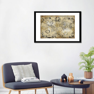 Carte du monde antique par Russell Brennan, impression sur toile tendue