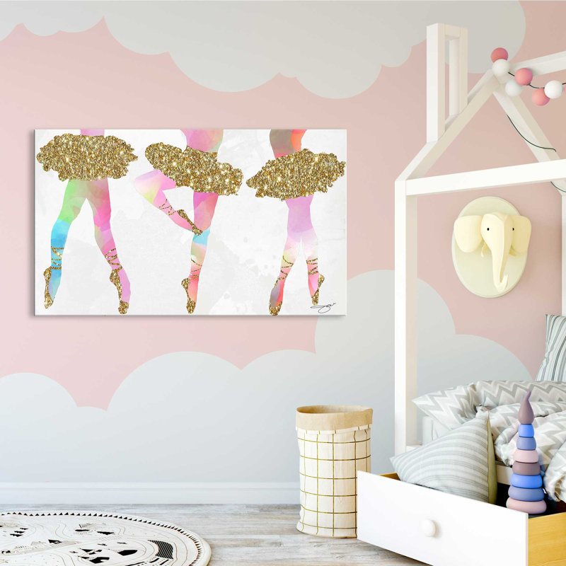 3 danseurs (horizontal) par By Jodi - impression, Toile tendue, H 28 po x l 48 po x P 1,5 po