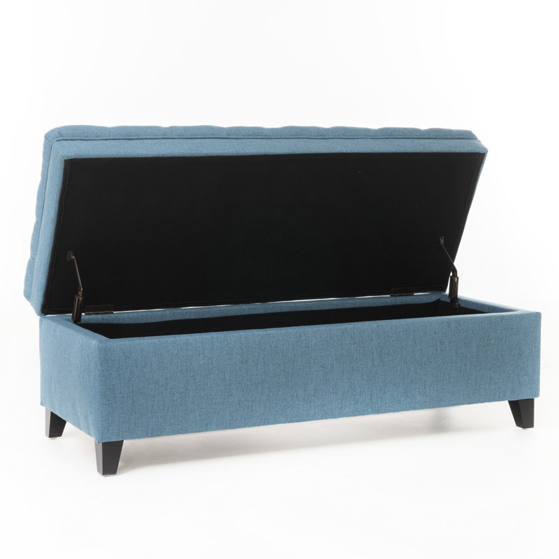 Blue Fabric With Abundant Space And Birch Legs - 51.43D X 20.16W 18.30H For Home Fashionable Storage Living Room Accessory
