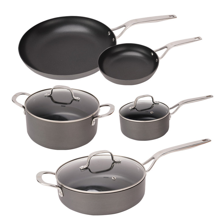 Ceramic Diamond Pots and Pans Sets- 8Piece Nonstic Kitchen Cookware Alum  Cast Pr