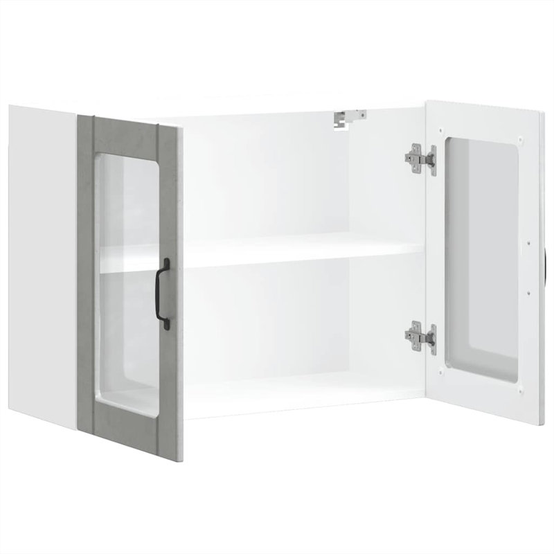 Kitchen Wall Cabinet With Glass Door Lucca Engineered Wood, 60cm H x 80cm W x 31cm D, Concrete Grey
