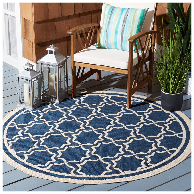 Dirks Performance Geometric Indoor/Outdoor Area Rug, Round 6'7"