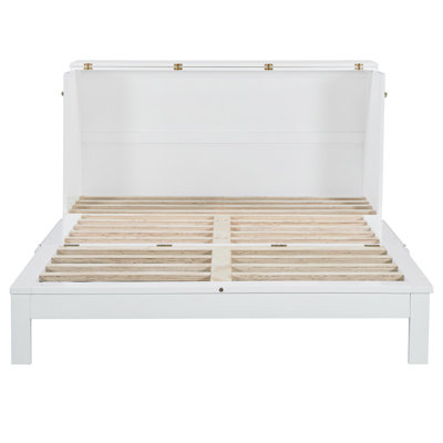 Queen Size Murphy Bed with Large Storage Drawers, Space-Saving Wall Bed for Home, Guest Room or Studio, White