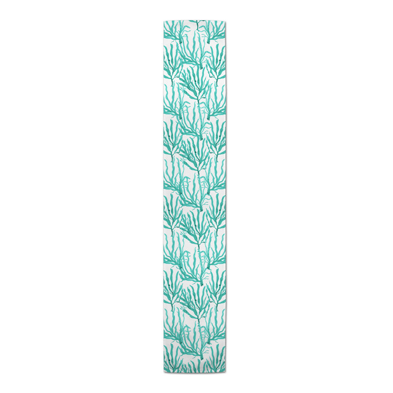 Marrero Floral Table Runner, Teal, 72" L x 16" W