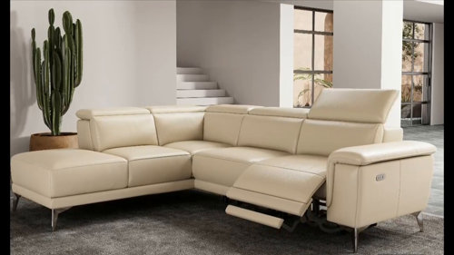 Leather Sectional Industria Divani Valencia Andria Modern Right