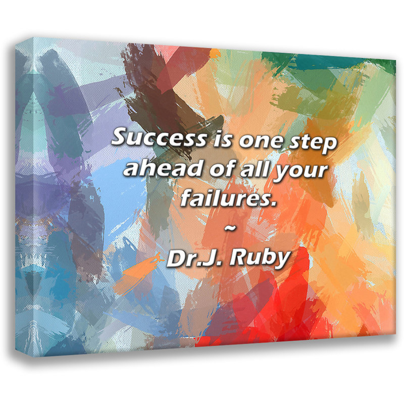 Dr.J. Ruby Quote: Success is one step ahead of all your failures., 26" H x 32" W