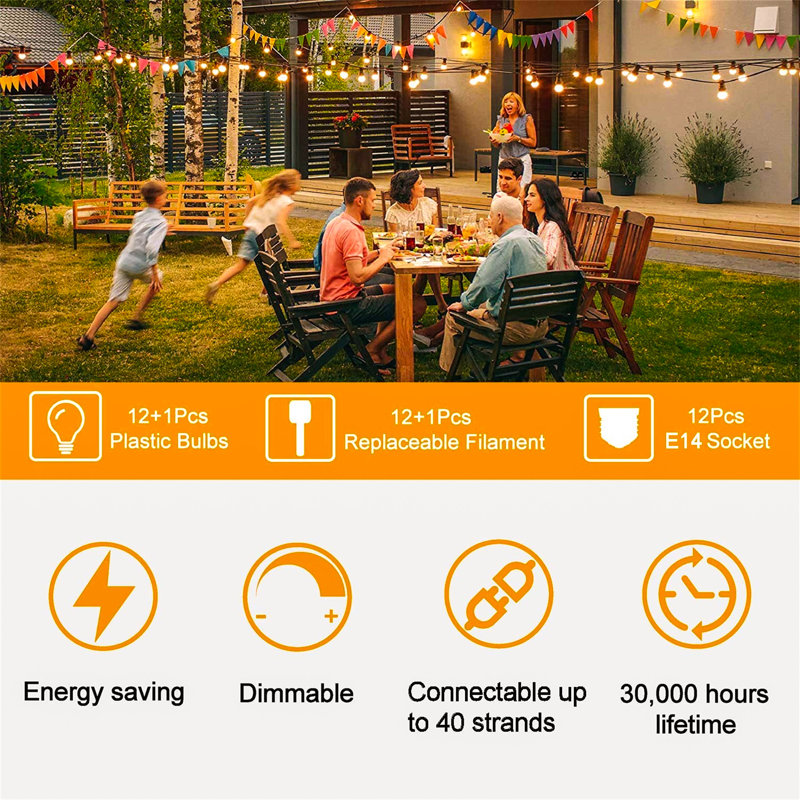Amea Indoor / Outdoor 13 - Bulb 762 cm Plug-in LED Standard String Light