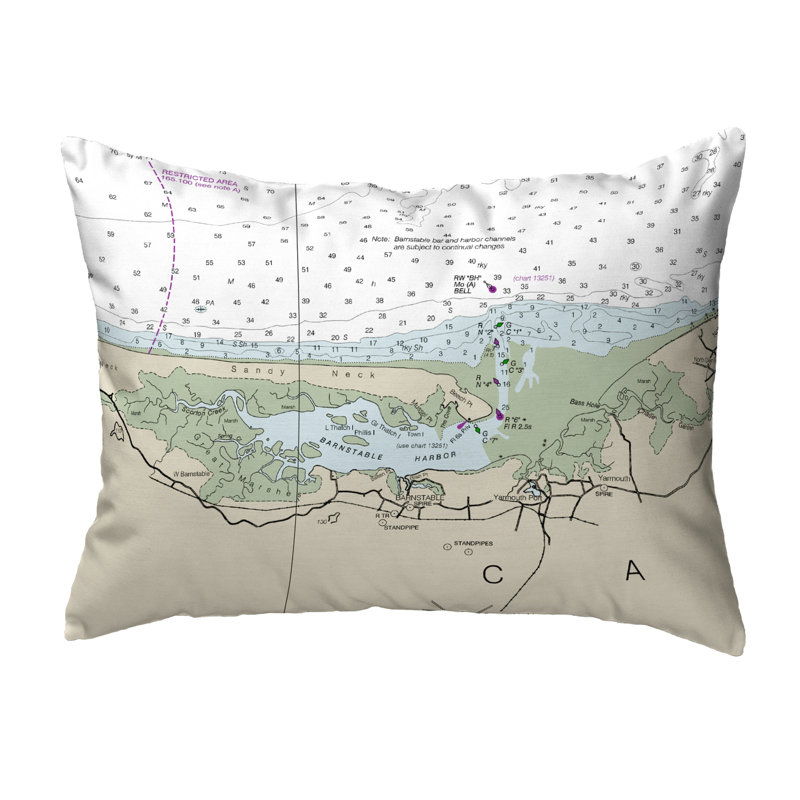 Nautical Map Outdoor Reversible Throw Pillow