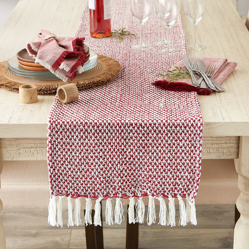 Destainy Solid Table Runner,  72'' x 15'', Tango Red