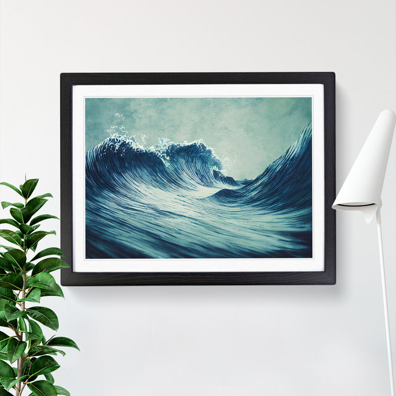 Evolving Japanese Wave - Framed Print, Black, 46cm H x 64cm W x 2cm D