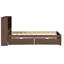 Structure de lit simple avec tête de lit bibliothèque USB intégrée et 2 tiroirs de rangement, lit plateforme moderne, bois durable, noyer-76299745