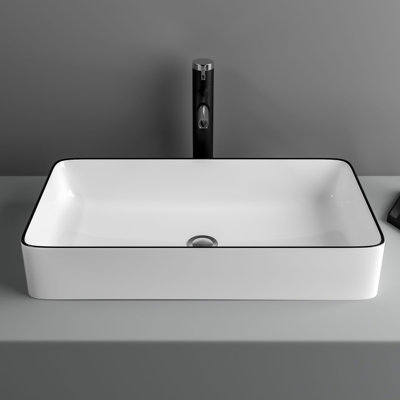 Lofeyo 24" Bathroom Vessel Fireclay Ceramic Above Counter Vanity Sink Basin