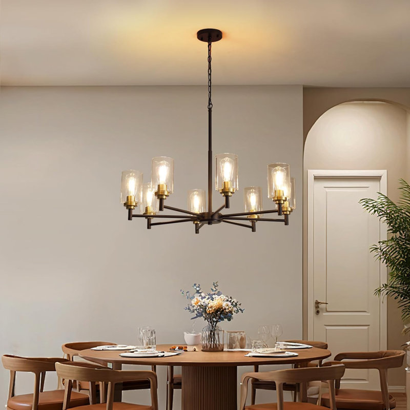 Lustre moderne avec abat-jour en verre transparent, luminaire suspendu industriel pour salle à manger, îlot de cuisine, salon et escalier