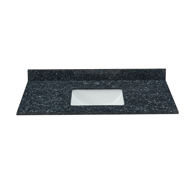Comptoir de meuble-lavabo en granit bleu 49 po avec lavabo et dosseret, Perle bleue