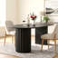 Table Ã  manger ovale moderne Ã  double pied central en bois, 79 po, avec piÃ¨tement en bois massif, pour 8 personnes-1944713628