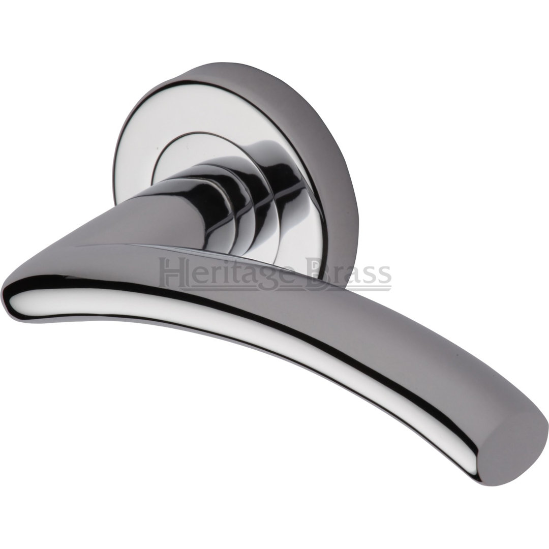 Heritage Brass Heritage Door Handle Lever Latch on Round Rose Centaur Design