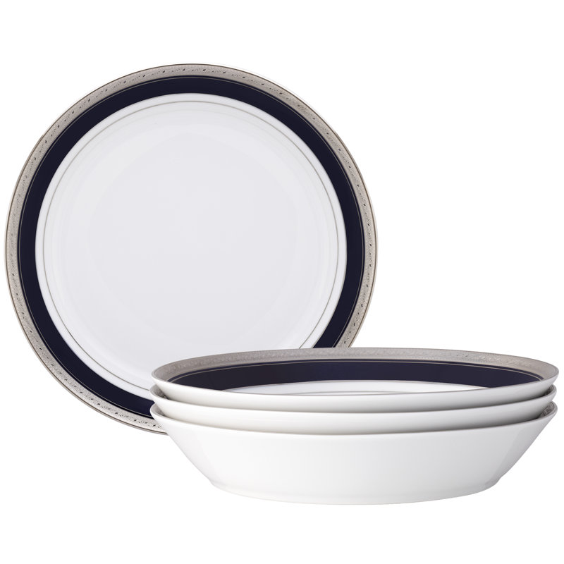 Ensemble de 4 bols coupés Noritake Crestwood Cobalt Platinum, 9,75 po, 43 oz