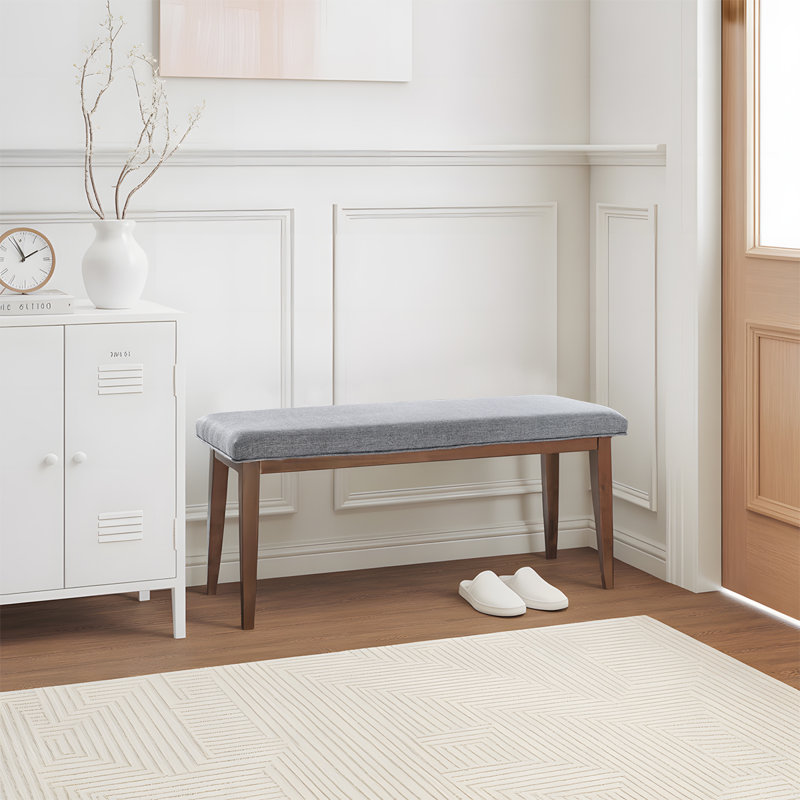 Banc rembourré en lin Modern, Gris