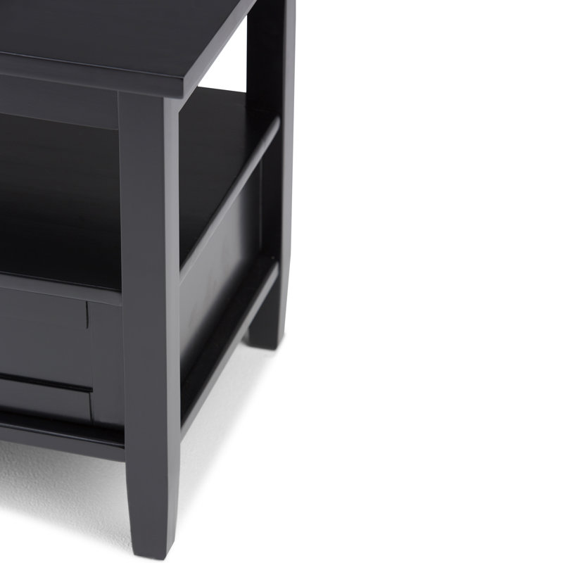Warm Shaker 20" Black Solid Wood End Table with Storage