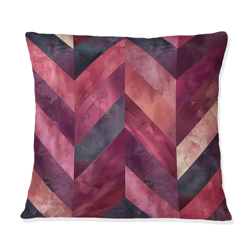 Magenta Chevron Glam II - Coussin décoratif transitionnel, H 16 po x l 16 po