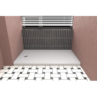 60in.x 32in.single Threshold Shower Pan Base In High Glossy White With Left Hand Drain,acrylic Shower Pan For Bathroom