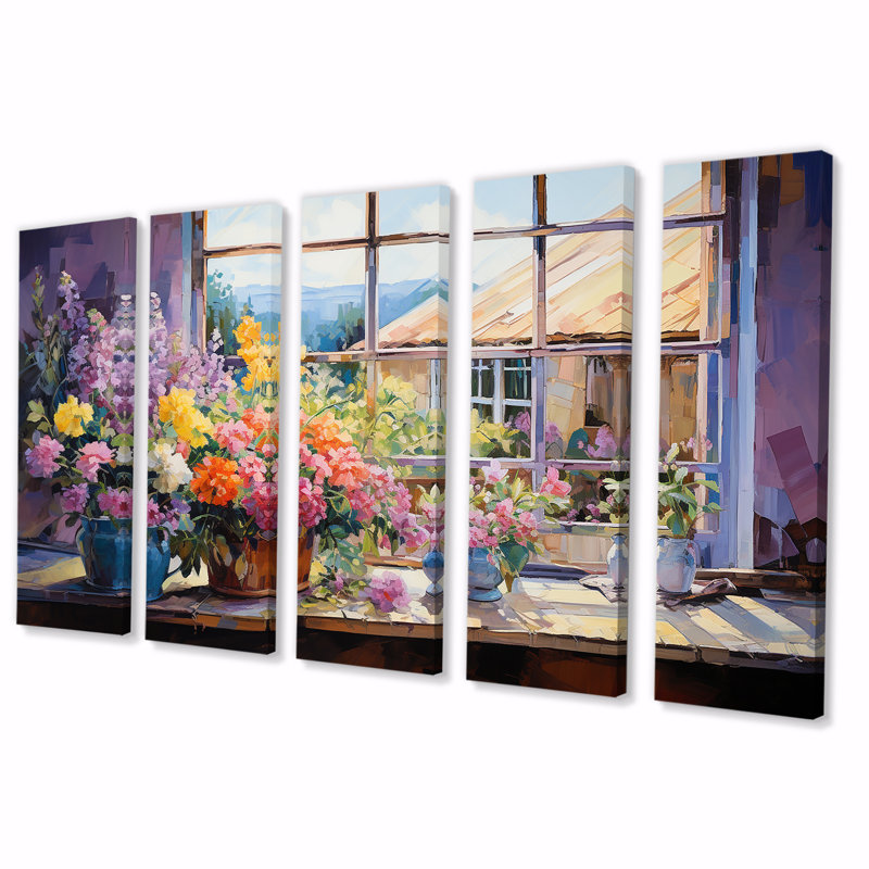 "Art floral mauve 5 pièces", H 28 po x l 60 po