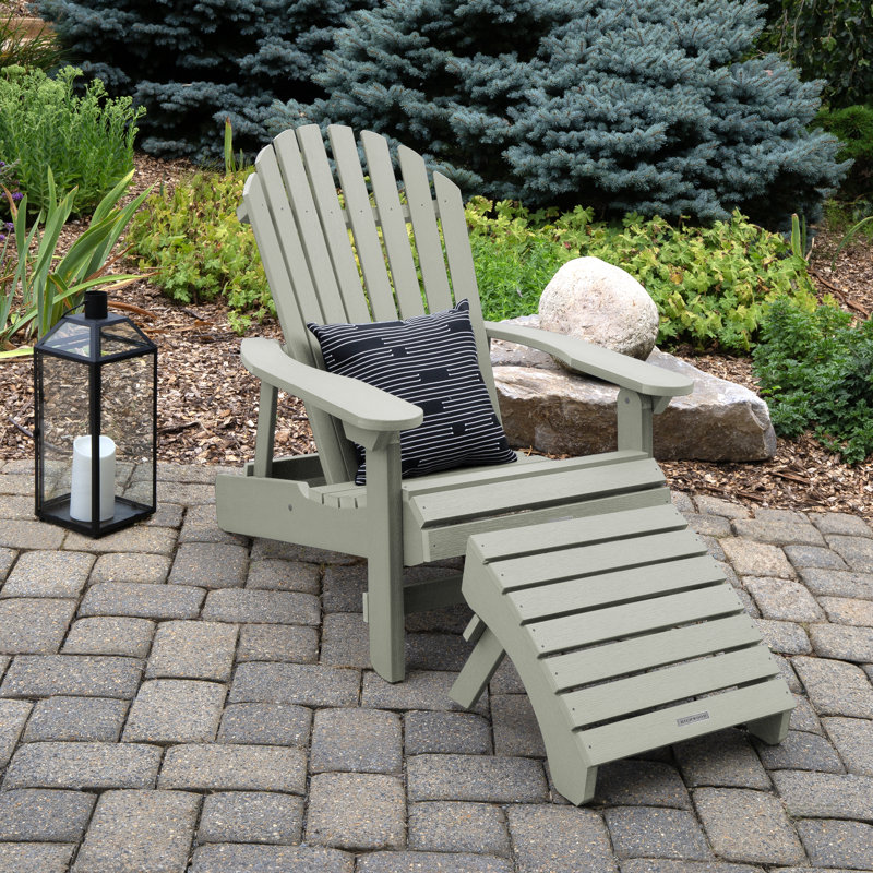 Chaise Adirondack pliante en plastique avec repose-pieds Anette, Eucalyptus