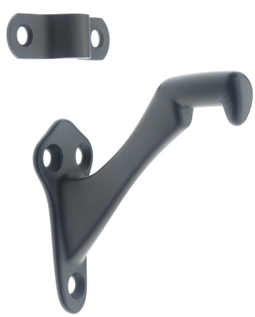 Solid Brass Hand Rail Bracket, Matte Black