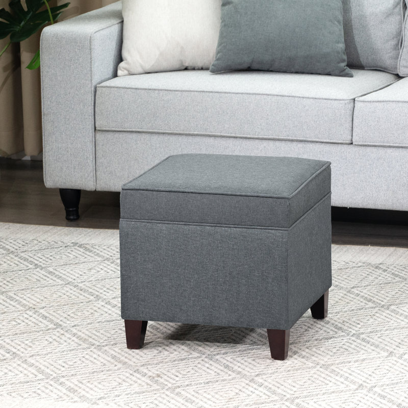 Repose-pieds carré avec rangement 17,5 po, 100 % polyester gris