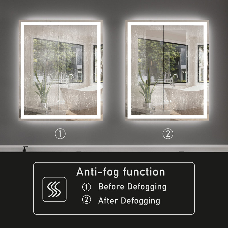 Rectangular Frameless LED Bathroom Vanity Mirror, 36" x 30"