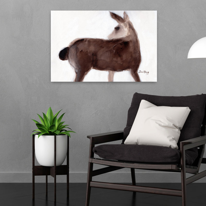 Doux aquarelle, cerf minimaliste paisible, forêt sereine, art mural, 16" H x 24" W
