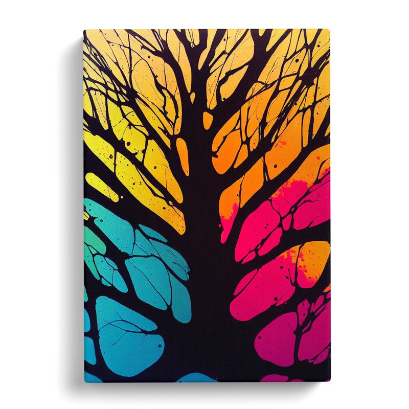 Vibrant Abstract Trees No.7 - Wall Art, Wrapped Canvas, 50cm H x 35cm W, No Matte